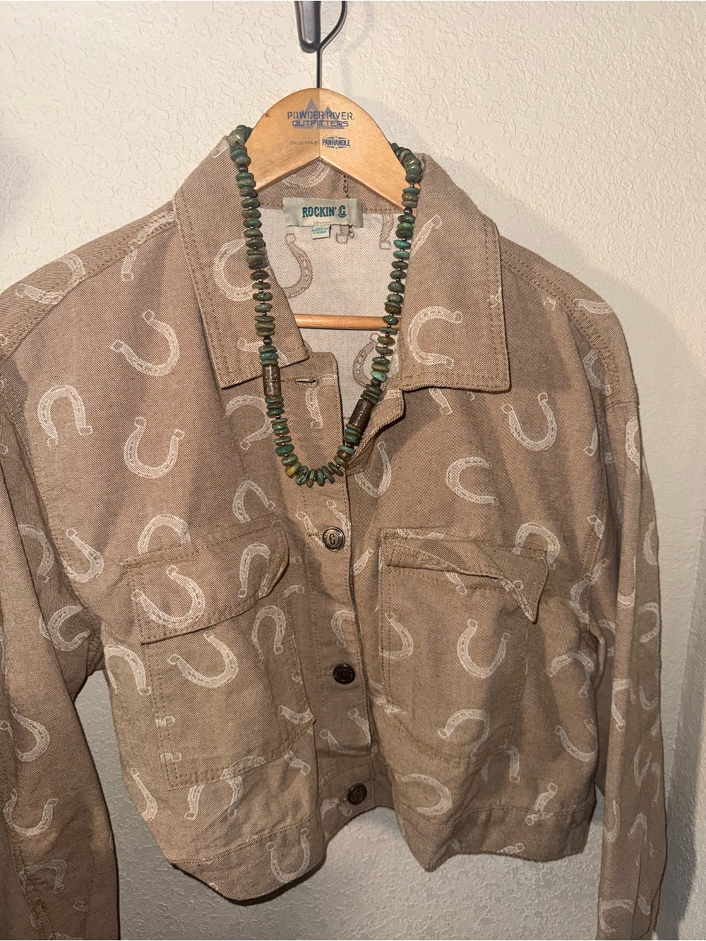 Women's Beige Horseshoe Print Jacket